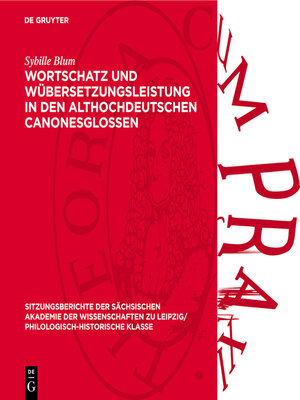 cover image of Wortschatz und Übersetzungsleistung in den althochdeutschen Canonesglossen